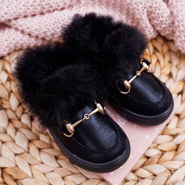 Sneakers da bambino nere con pelliccia nero 1