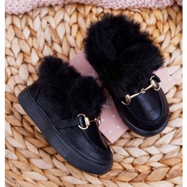 Sneakers da bambino nere con pelliccia nero 2