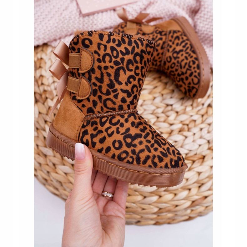 FRROCK Stivali Da Neve Per Bambini Con Pelliccia Leopardata Fiona marrone 1