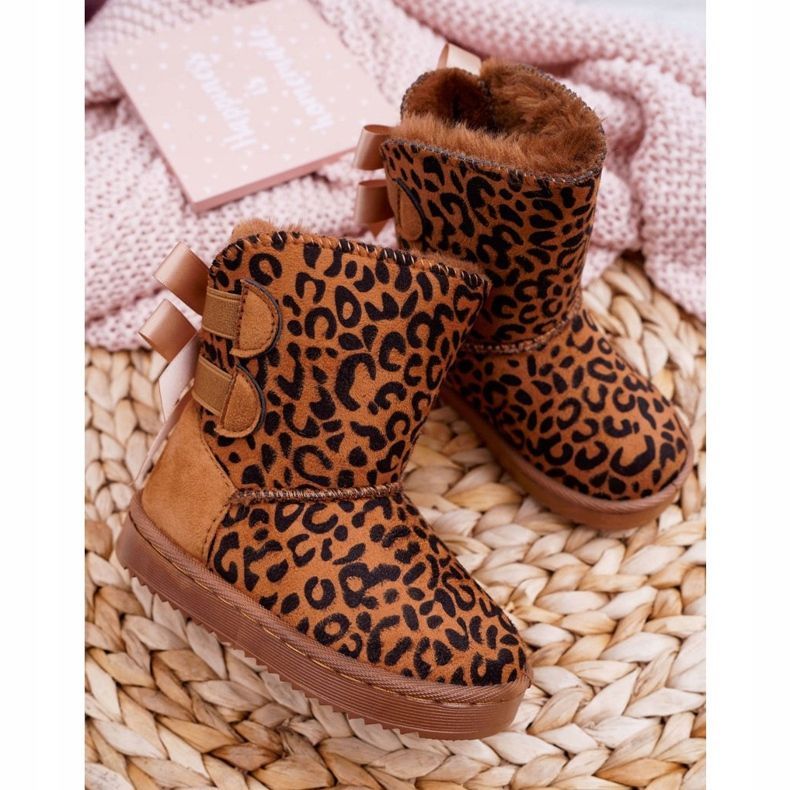 FRROCK Stivali Da Neve Per Bambini Con Pelliccia Leopardata Fiona marrone 2