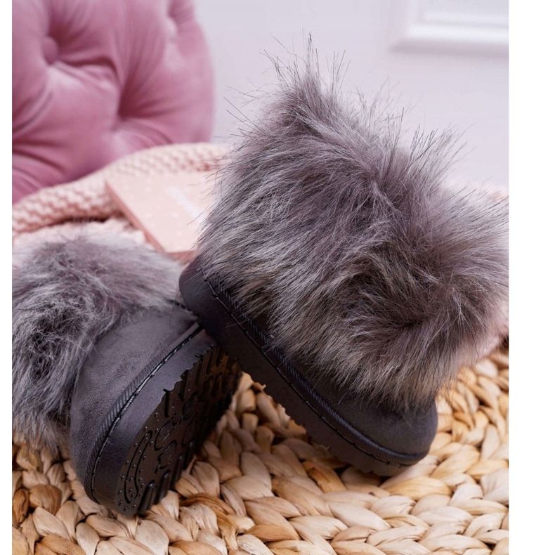 FRROCK Stivali Da Neve Per Bambini Con Pelliccia Grigio Piccola Volpe 2