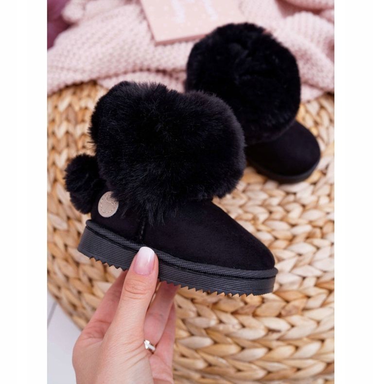 FRROCK Stivali da neve per bambini con pelliccia Kiks neri nero 1