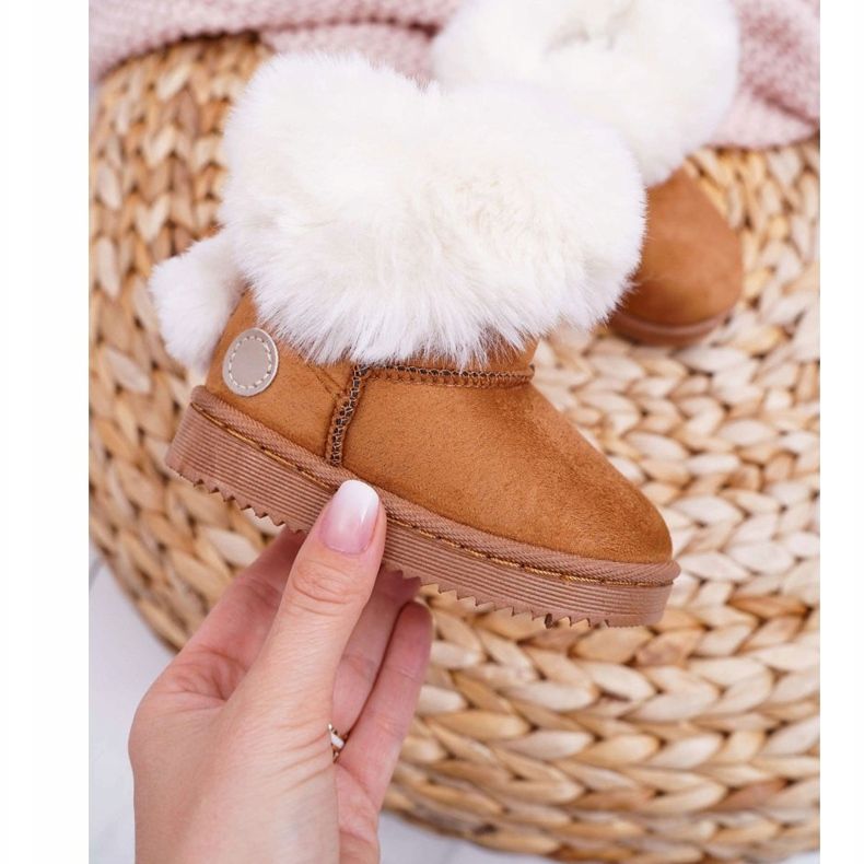 FRROCK Stivali da neve per bambini con pelliccia di cammello Kiks marrone 1