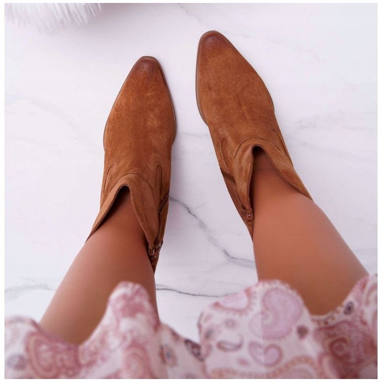 Stivali Donna Con Tacco Alto Pelle Scamosciata Cognac Nicole 2433 marrone 2