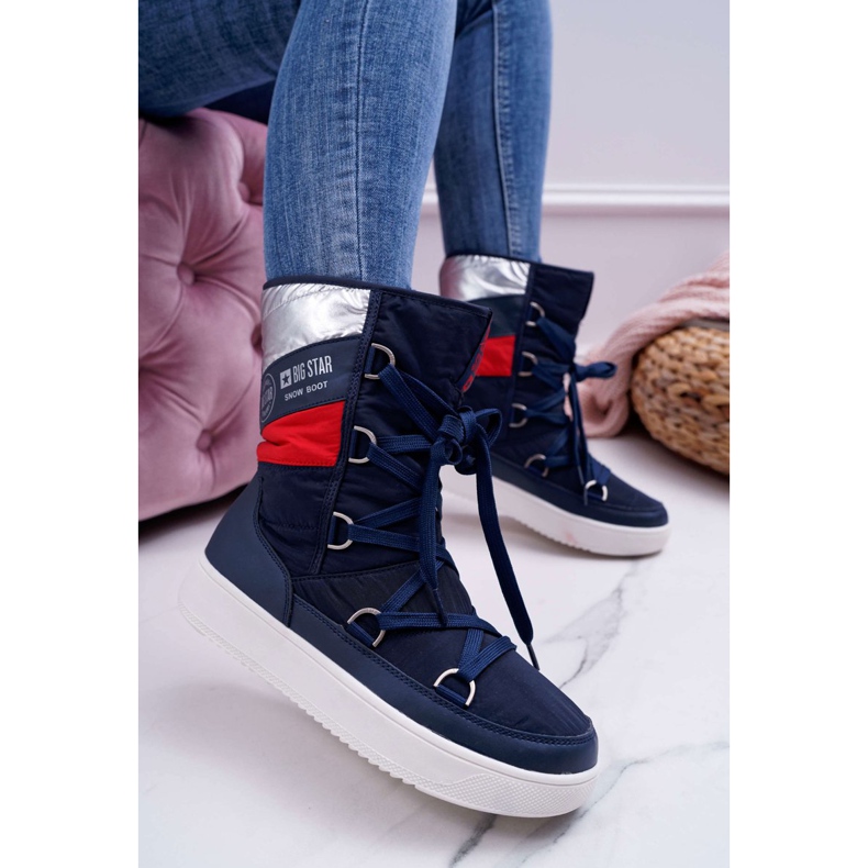 Stivali Da Neve Da Donna Con Pelliccia Big Star Blu Navy EE274657 1