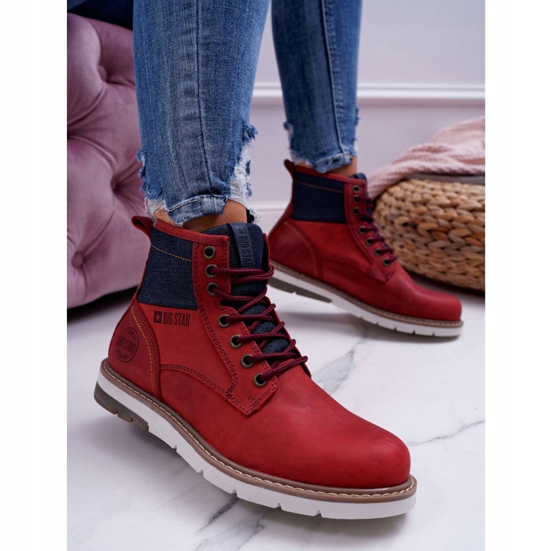 Stivali da donna Trappers Big Star Pelle Bordeaux EE274006 rosso 1