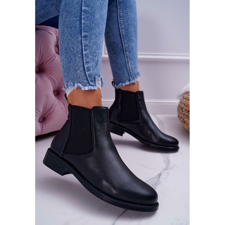 S.Barski Stivaletti Donna Stivaletti Chelsea Tacco Piatto Pelle Nero Barski W1901 2