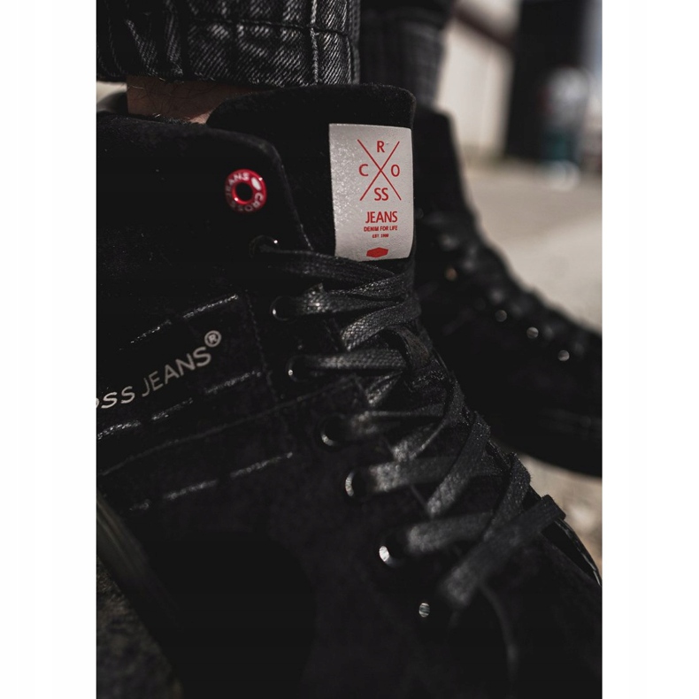 Sneakers Uomo High Cross Jeans Pelle Scamosciata Nere EE1R4057C nero 2