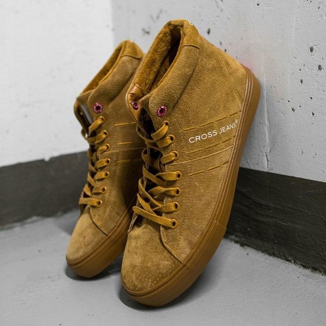 Sneakers Uomo High Cross Jeans Pelle Scamosciata Cammello EE1R4054C marrone 1