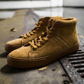 Sneakers Uomo High Cross Jeans Pelle Scamosciata Cammello EE1R4054C marrone 2
