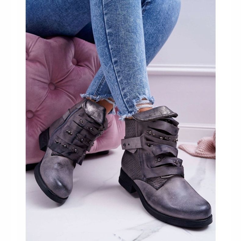 FG2 Stivali Donna Tacco Piatto Warm Grey Debra grigio 2