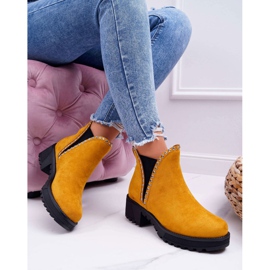 FRBS Stivali Jodhpur Donna Con Cubic Zirconia Giallo Sissy 1
