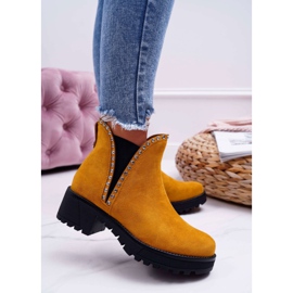 FRBS Stivali Jodhpur Donna Con Cubic Zirconia Giallo Sissy 2