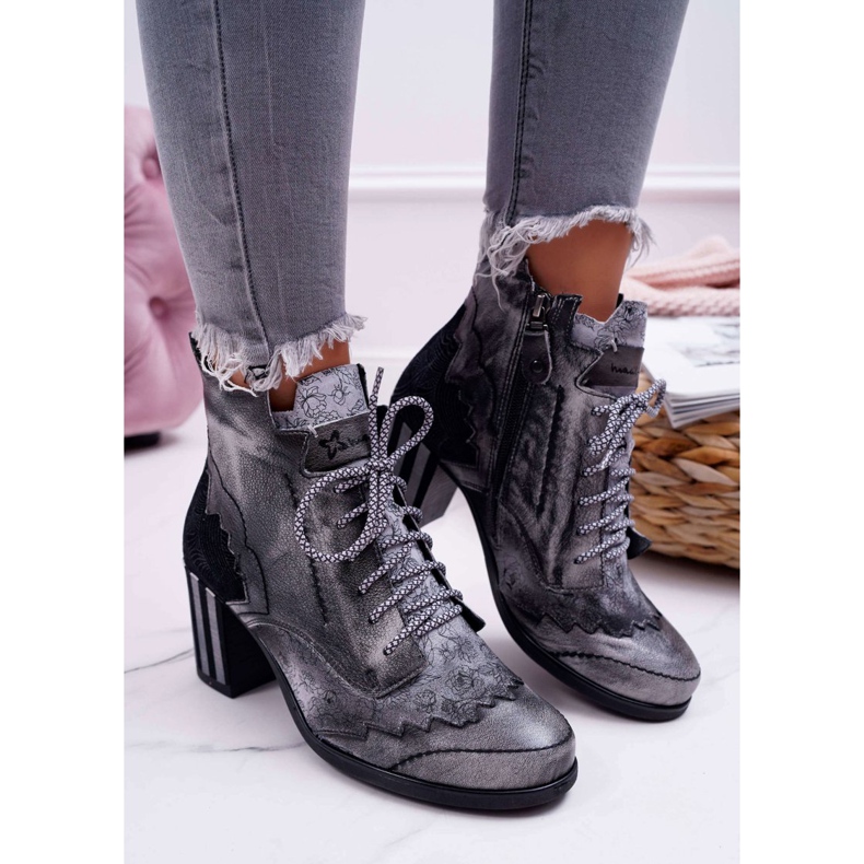 Stivali da donna in pelle Maciejka grigi 03190 grigio 2
