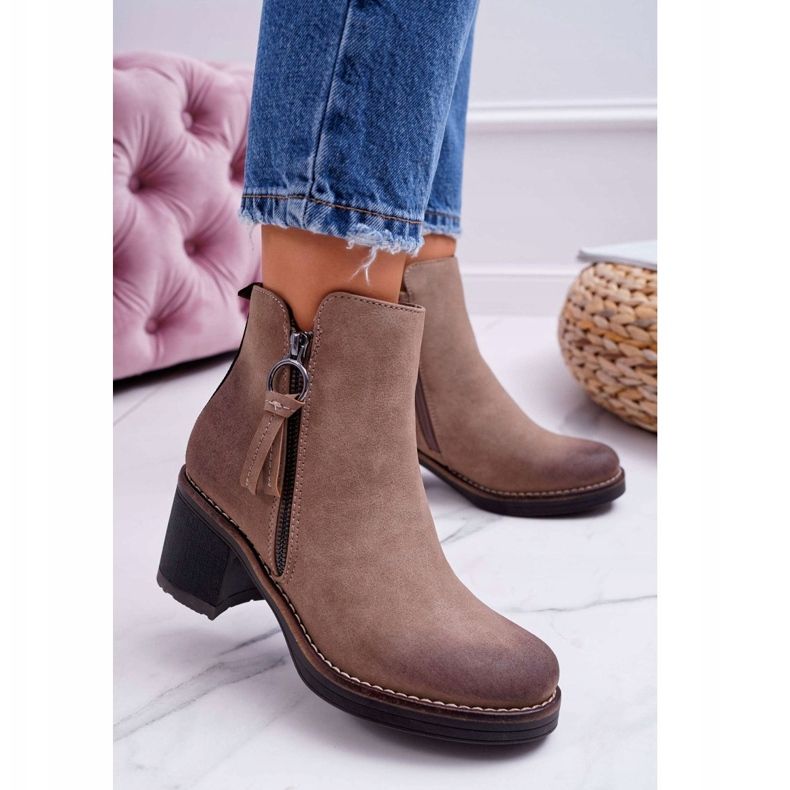 FRJEIN Stivali Da Donna Con Tacco Caldo Feltro Beige Delia 1