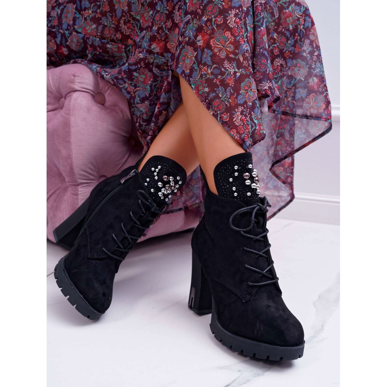 EVE Stivali Donna con Tacco e Plateau Scamosciato Nero Fieste 2