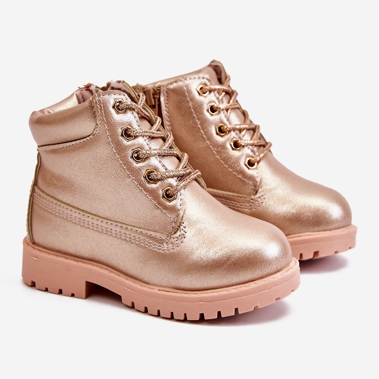 FRROCK Trappers per bambini Stivali caldi Champagne Dexter rosa rosa 1