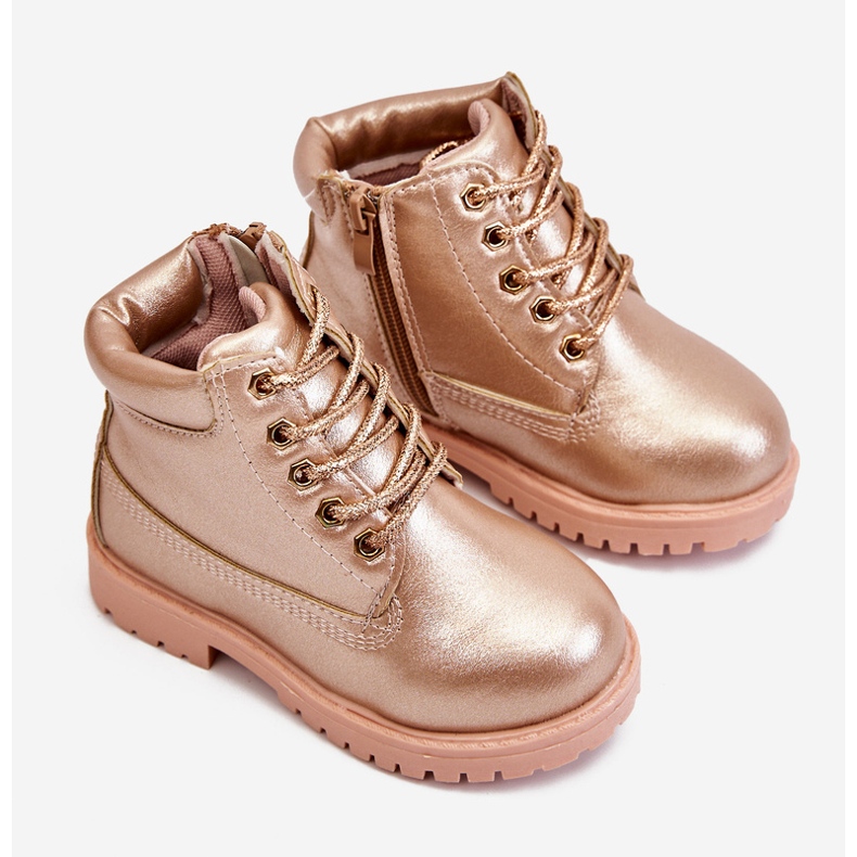 FRROCK Trappers per bambini Stivali caldi Champagne Dexter rosa rosa 2