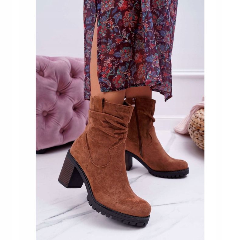 FB2 Stivali Con Tacco Donna Camoscio Cammello Celma marrone 1