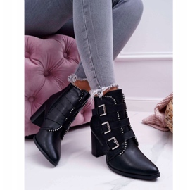 FJ1 Stivali Da Donna Con Tacco Con Fibbie Finbas Nero 2