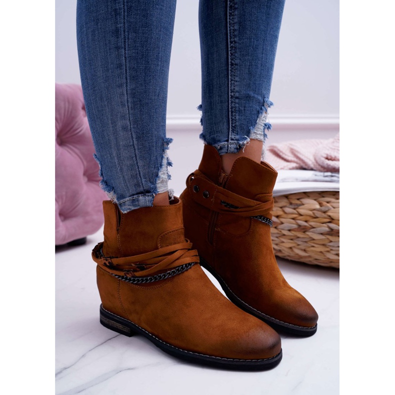 Vinceza Stivaletti da donna in pelle scamosciata con zeppa nascosta Camel Mirley marrone 2