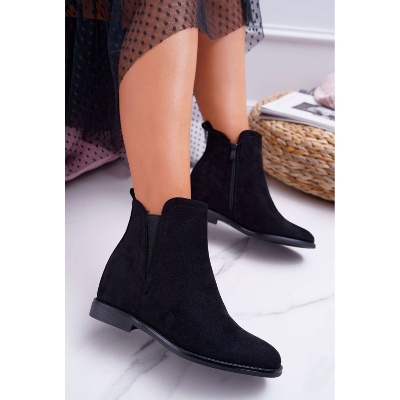 BUGO Stivali da donna con zeppa in camoscio nero Tema 1