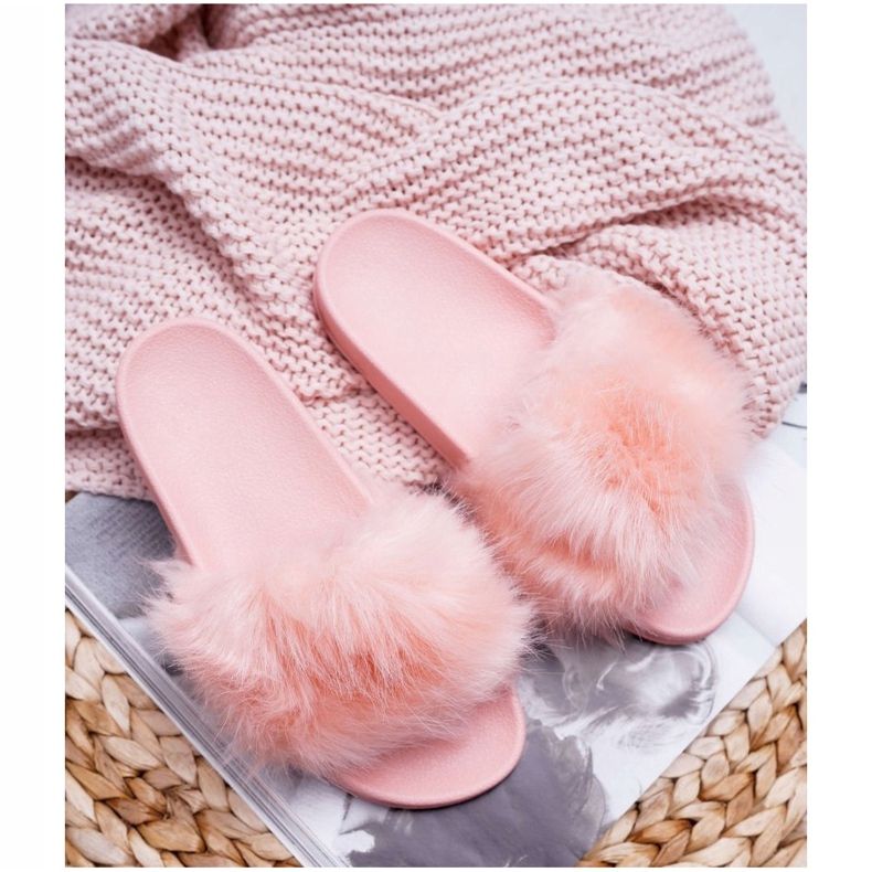 Pantofole Da Donna Con Pelliccia Pelliccia Rosa Chiaro 1