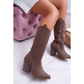 Stivali Donna Con Tacco Cowboy Cappuccino Brunt marrone 1