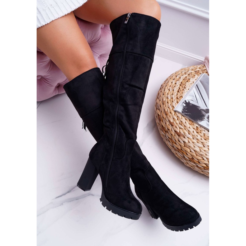 EVE Stivali da donna con tacco in pelle scamosciata Warm Velkor nero 2