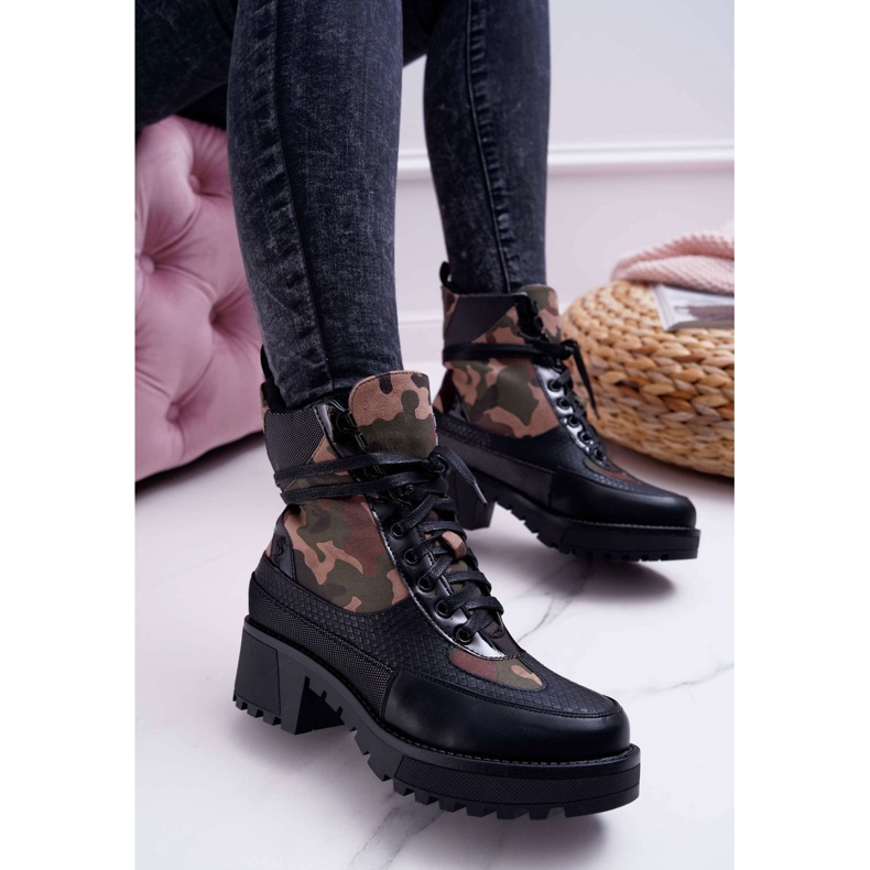SEA Stivali Alti Donna Nero Camo Trapery Nemtere 1