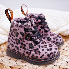 FRROCK Stivali da bambino con cerniera, stampa leopardata rosa Lilo multicolore 1