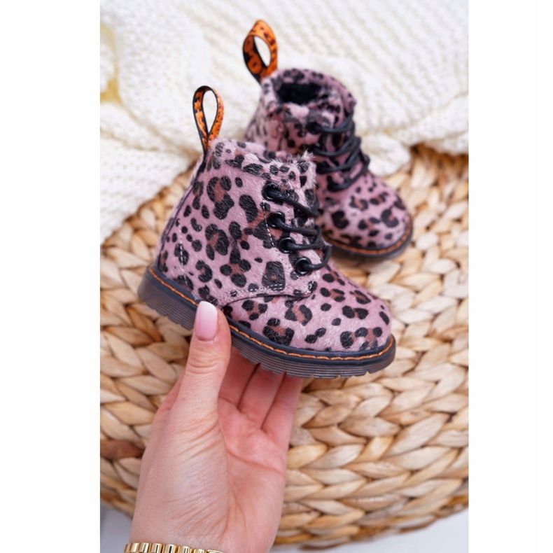 FRROCK Stivali da bambino con cerniera, stampa leopardata rosa Lilo multicolore 2