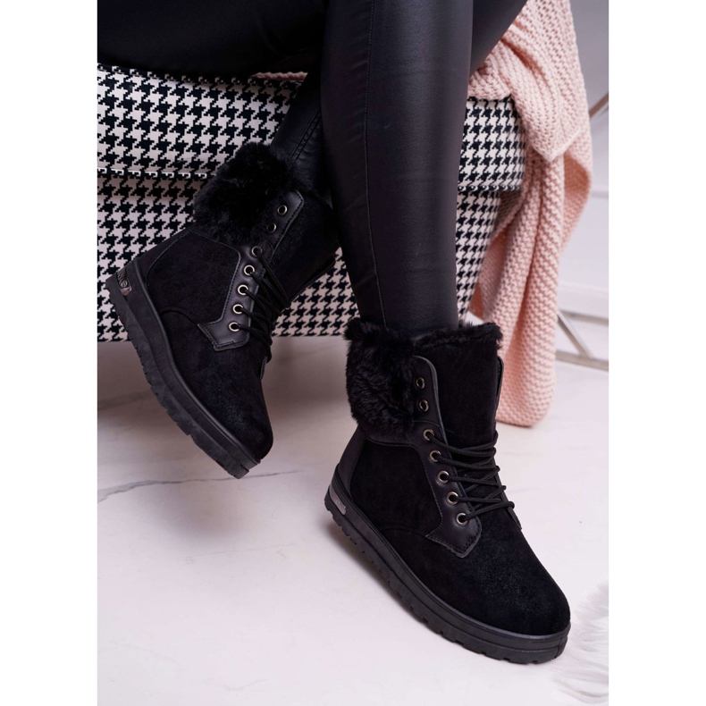 BUGO Stivali Alti da Donna con Pelliccia Nero Glamiso 2