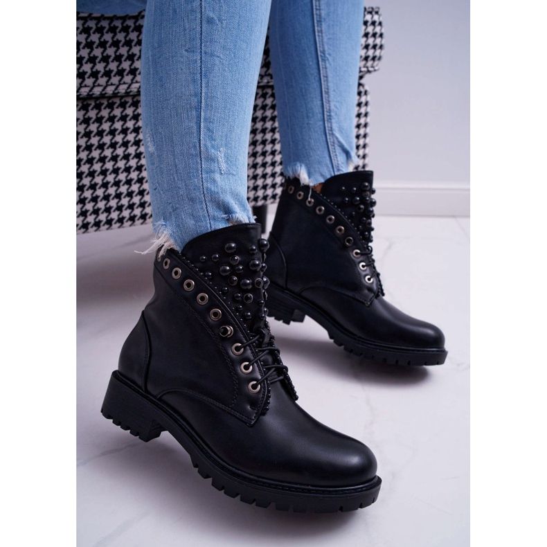 FRID Stivali da donna con perle Warm Black Memer nero 1