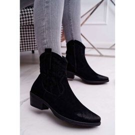 BUGO Stivali da cowboy da donna in pelle scamosciata neri Ferders nero 1