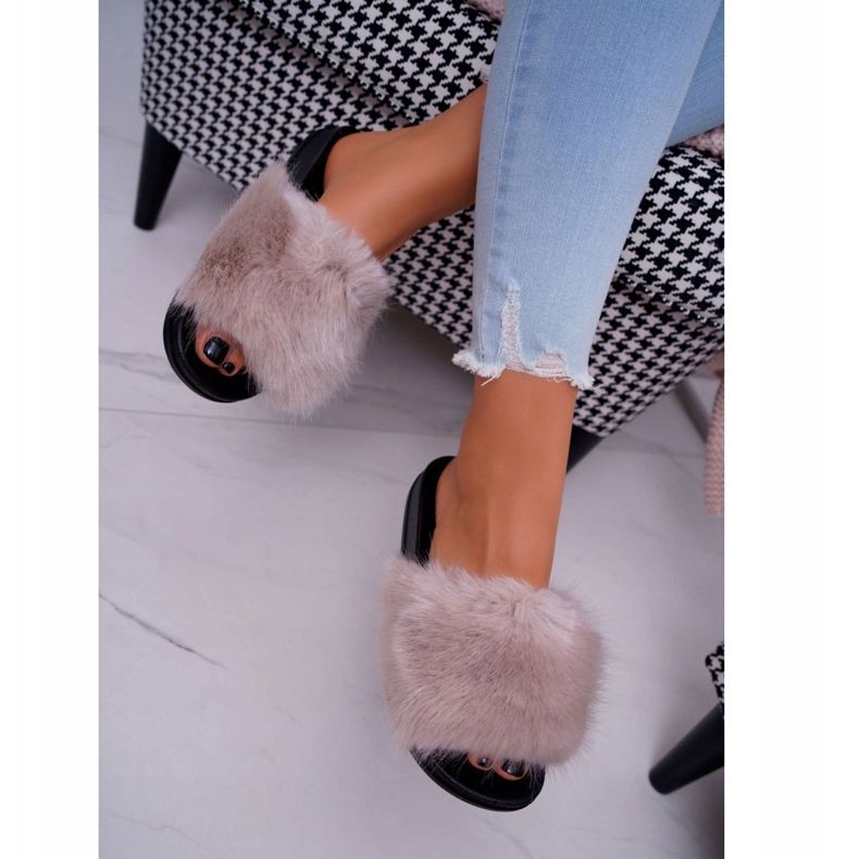 PS1 Pantofole Beige da Donna con Pelliccia NiceFur 2