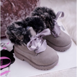 FRROCK Stivali per bambini riscaldati con pelliccia grigia Tesoro Trappers grigio 2