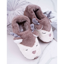 BUGO Pantofole Da Donna Con Pelliccia Marrone Renna Renna 1