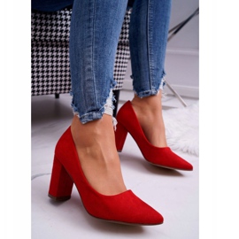 Pompe da donna sul pilastro di Suede Red rosso 1