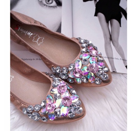 PS1 Ballerine da donna con pietre in cristallo oro rosa 2