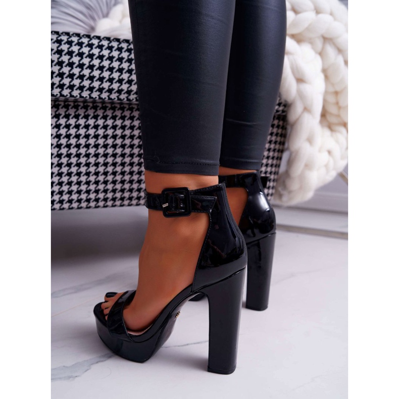FRID Sandali da donna con tacco alto, plateau nero Huran 2
