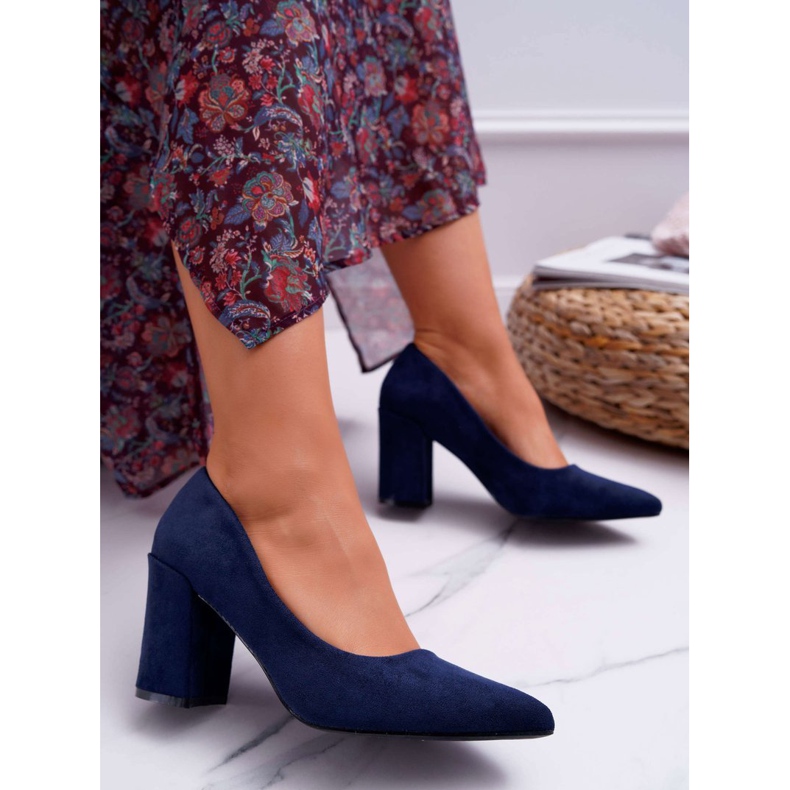 FRJ Décolleté con tacco da donna in camoscio blu navy Femmini 1
