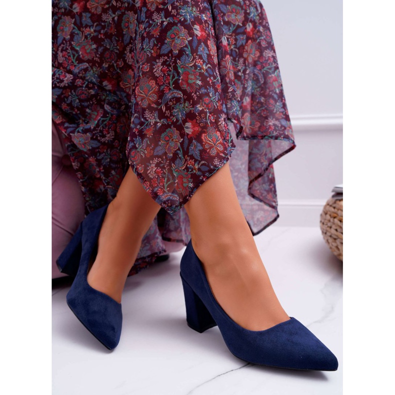 FRJ Décolleté con tacco da donna in camoscio blu navy Femmini 2