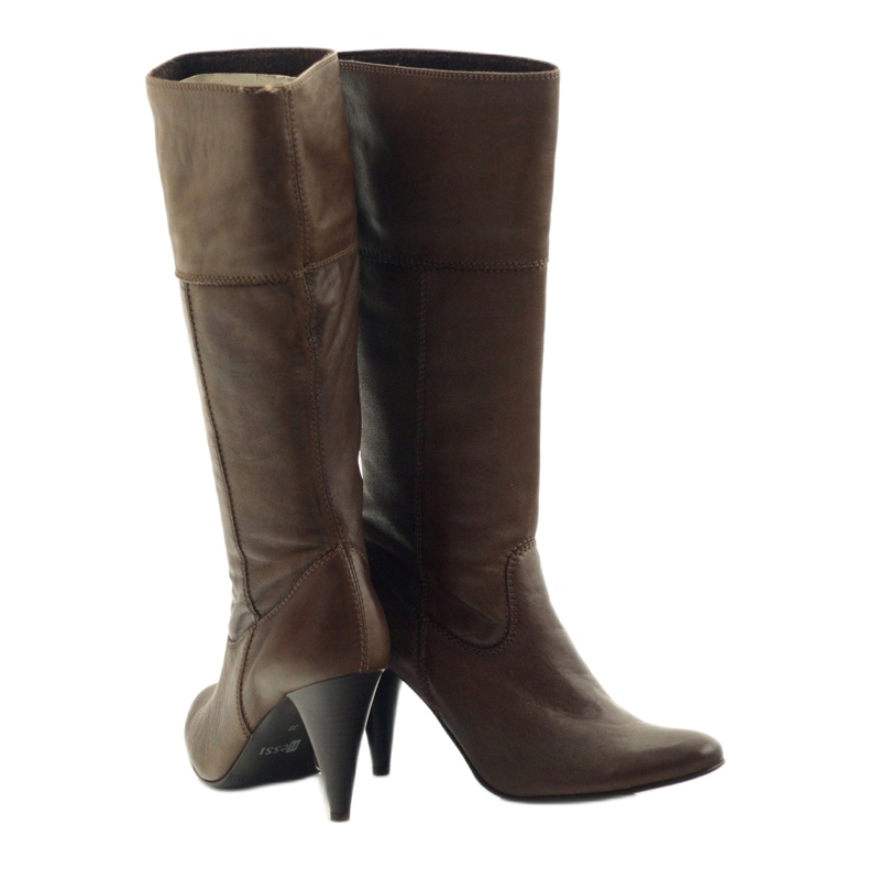 Nessi Stivali in pelle con tacco Marrone 20310 3