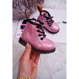 FRROCK Stivaletti da bambino con cerniera, Laccati Glitter Pink Mistor rosa 2