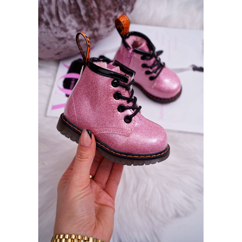 FRROCK Stivaletti da bambino con cerniera, Laccati Glitter Pink Mistor rosa 2