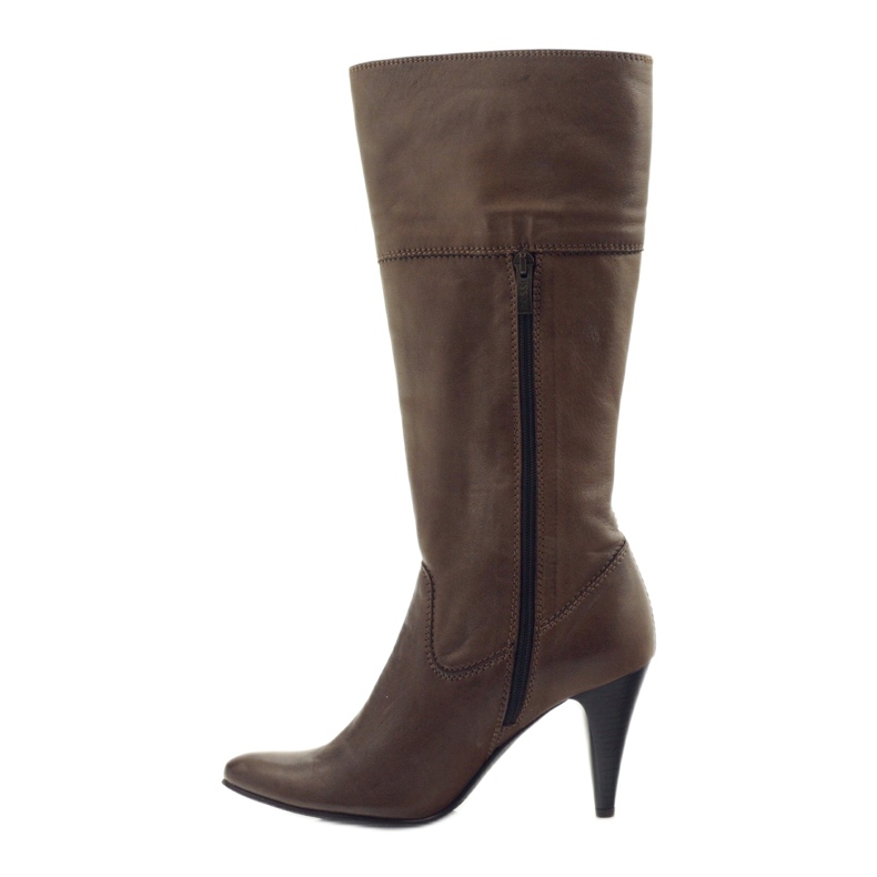 Nessi Stivali in pelle con tacco Marrone 20310 2