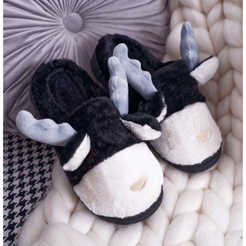 FRID Pantofole Donna Con Pelliccia Renna Nera Deff nero 1