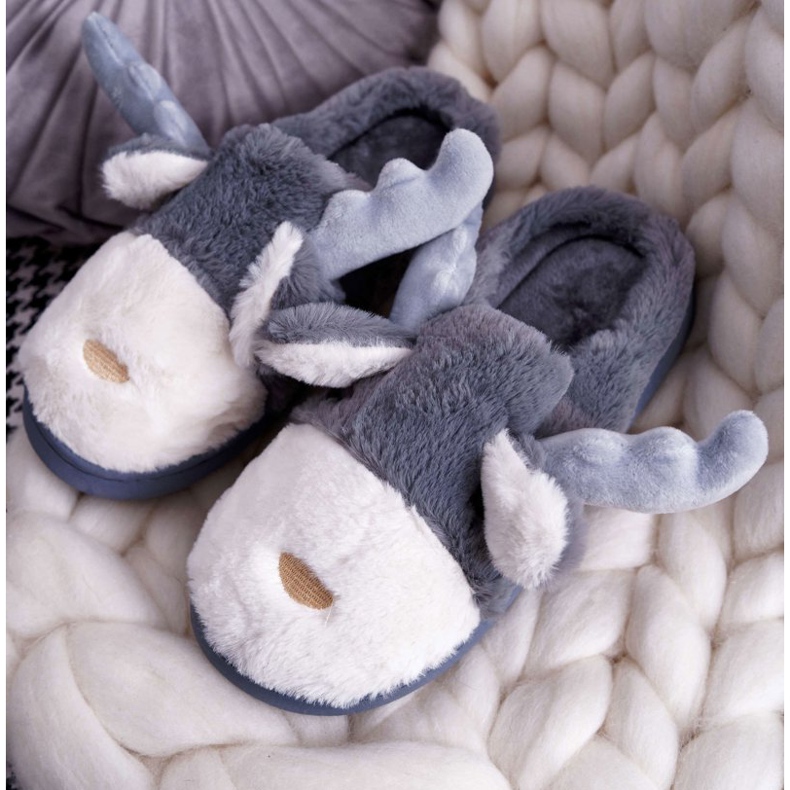 FRID Ciabatte Da Donna Con Pelliccia E Renna Grigie Deff grigio 1