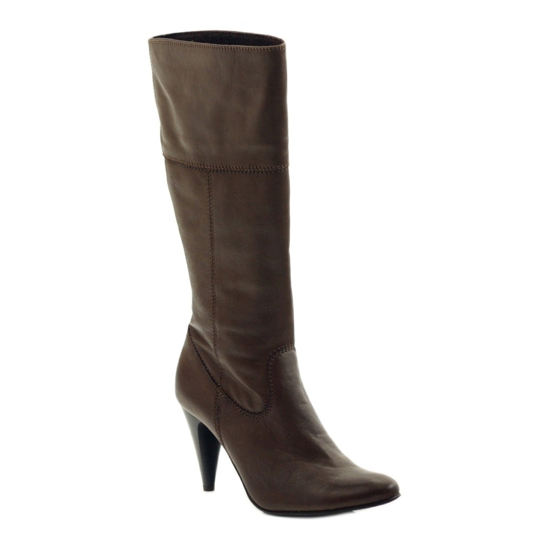 Nessi Stivali in pelle con tacco Marrone 20310 1